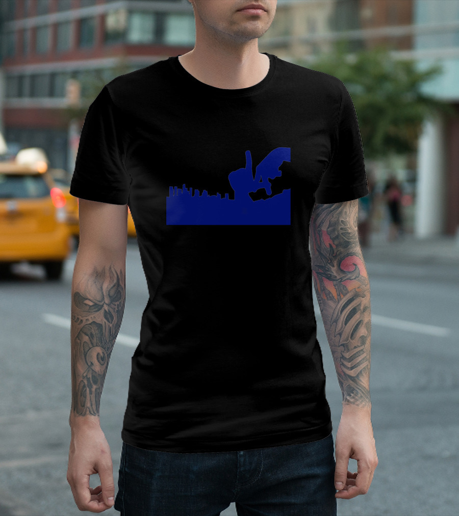 La Sign Dodger Blue Los Angeles Skyline Jump T-Shirt
