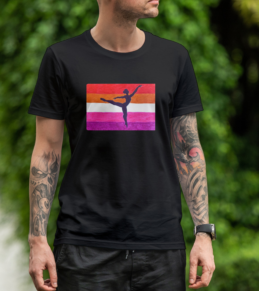 Lesbian Dancer Silhouette On Pride Colors T-Shirt