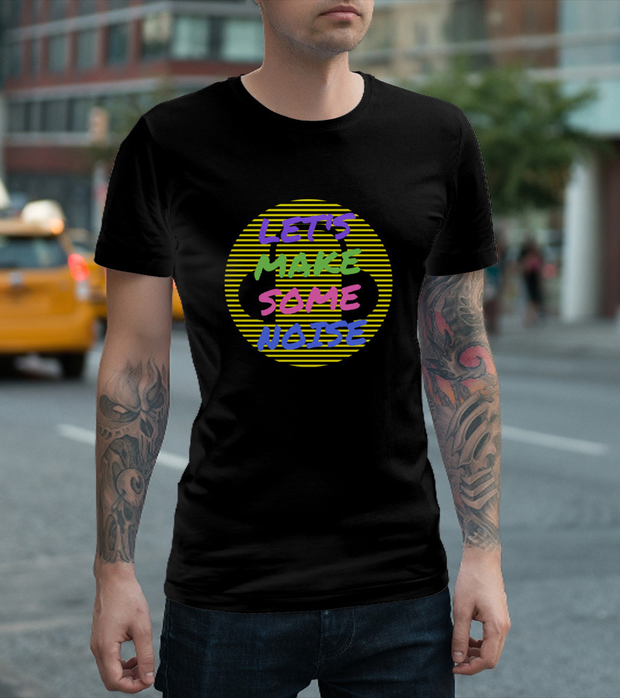 Let's Make Some Noise Headphones Stripe Retro T-Shirt