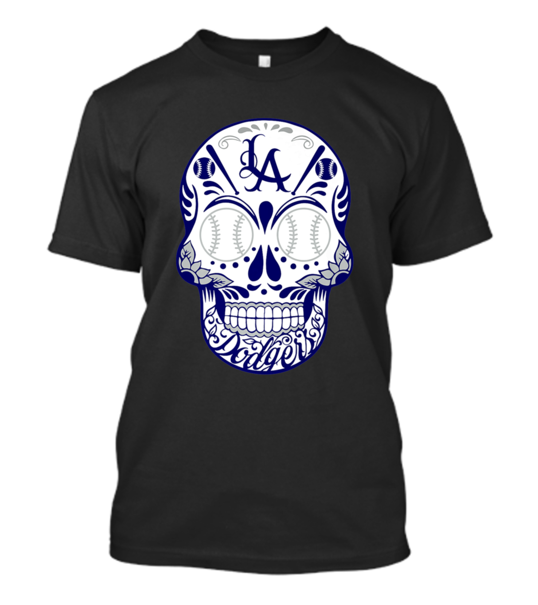Los Angeles Dodgers LA Baseball Skull T-Shirt