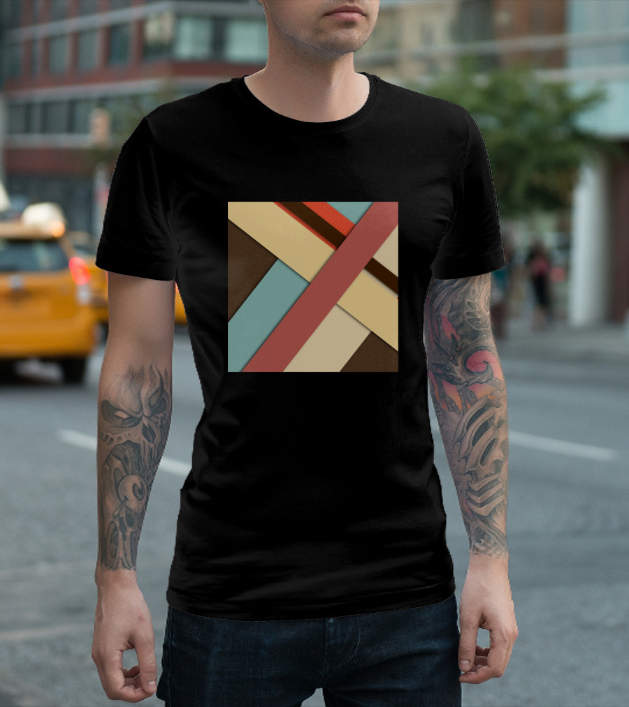 Materials Geometric Collage On Dark Canvas T-Shirt