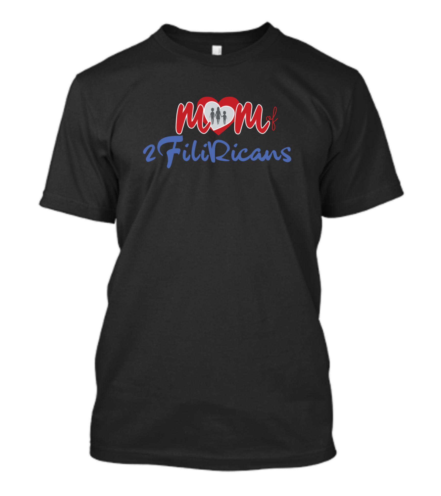 Mom Of 2 FiliRicans Heart Family T-Shirt