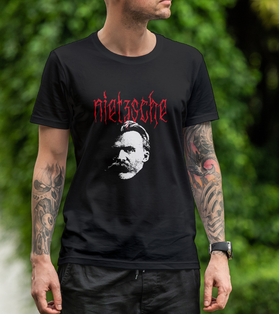 Nietzsche Gothic Metal Typography T-Shirt