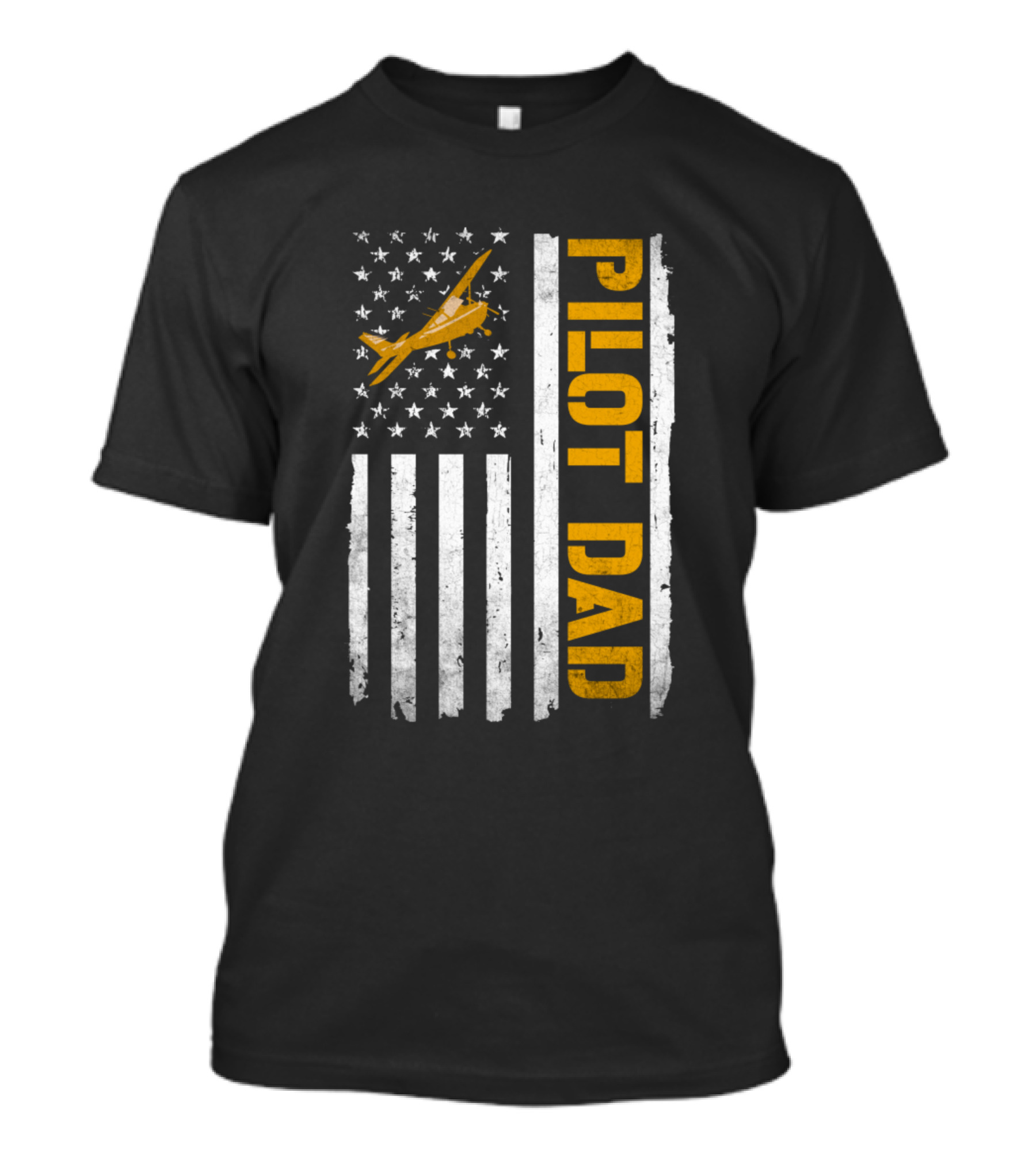 Pilot Dad Vintage American Flag Airplane T-Shirt
