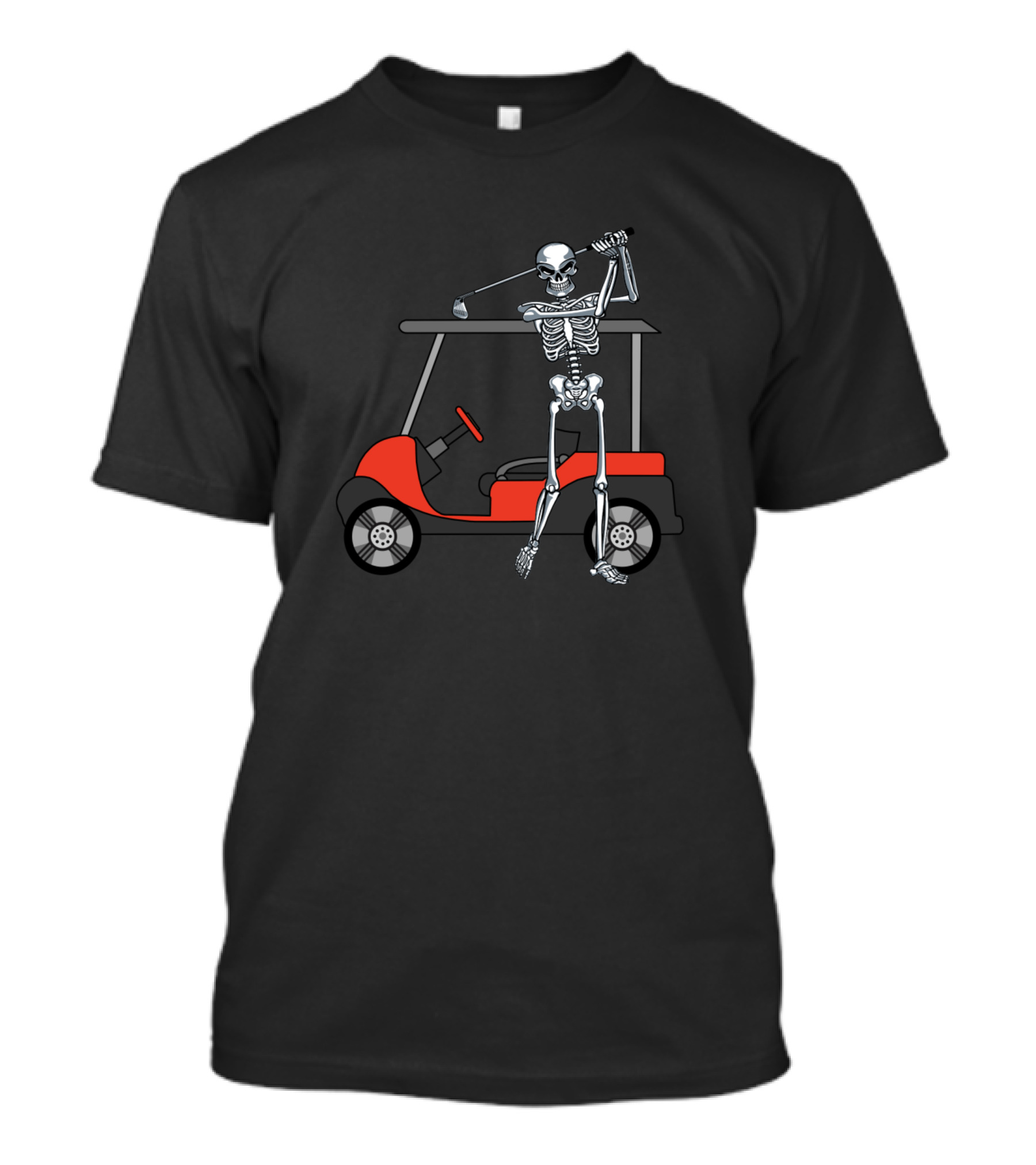 Skeleton Playing Golf With Cart T-Shirt