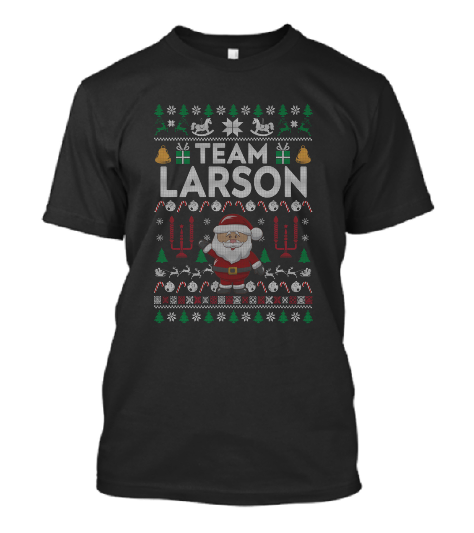 Team Larson Santa Christmas Sweater Style Holiday T-Shirt