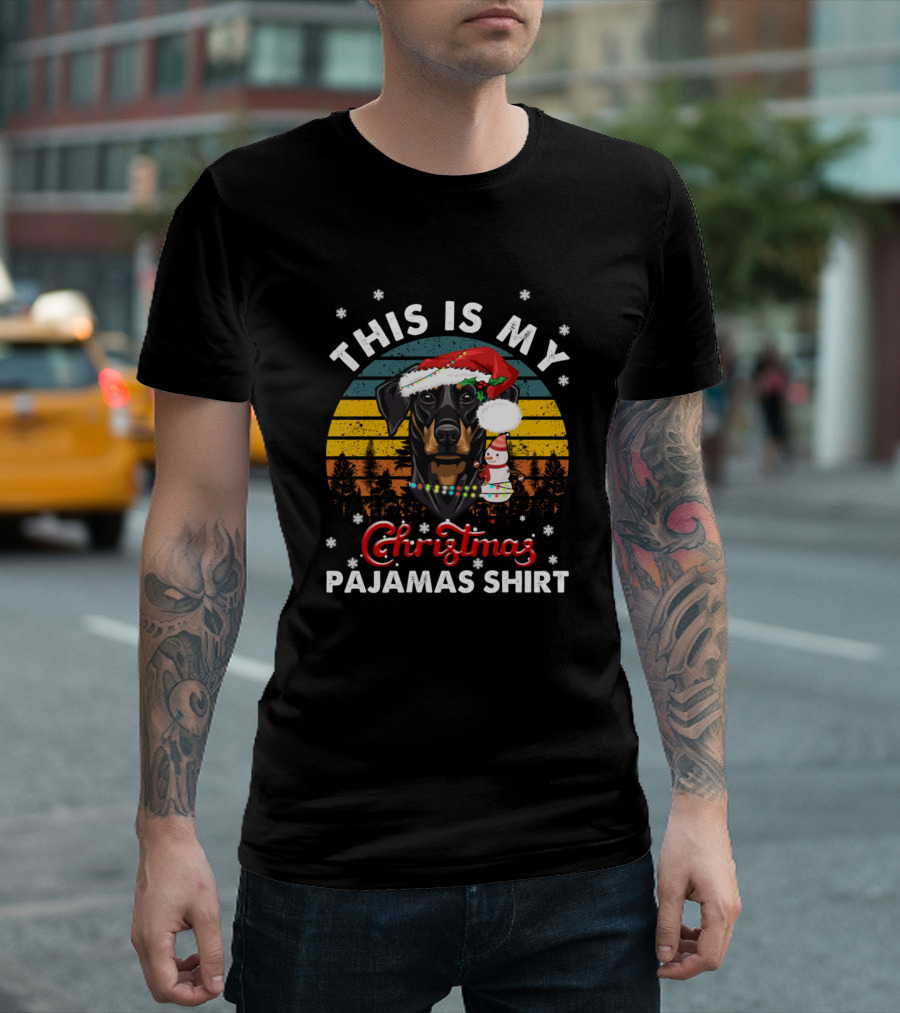 This Is My Christmas Pajamas Shirt Vintage Doberman Pins T-Shirt