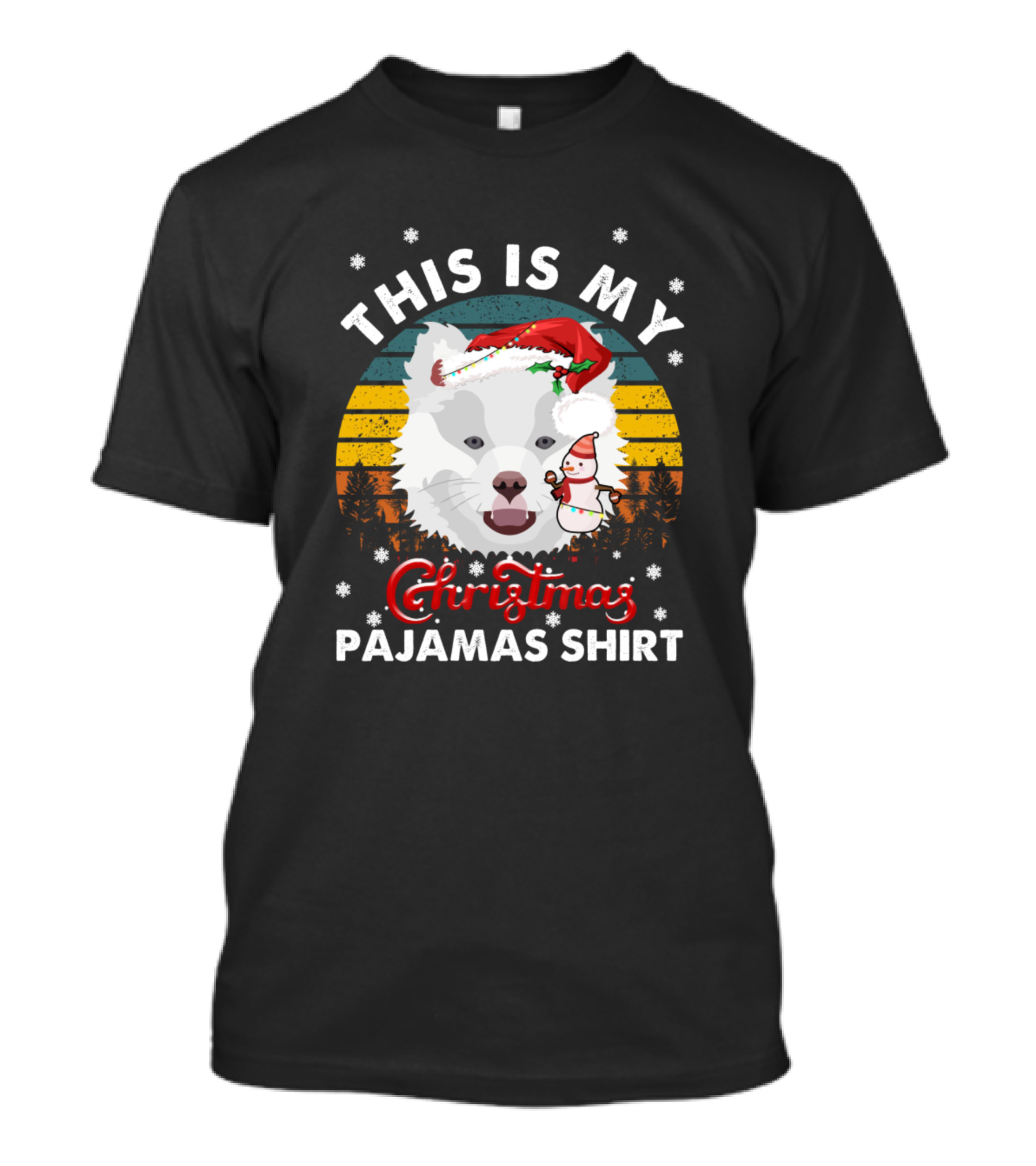 This Is My Christmas Pajamas Shirt Vintage Finnish Lapphund Santa Hat Snowman T-Shirt