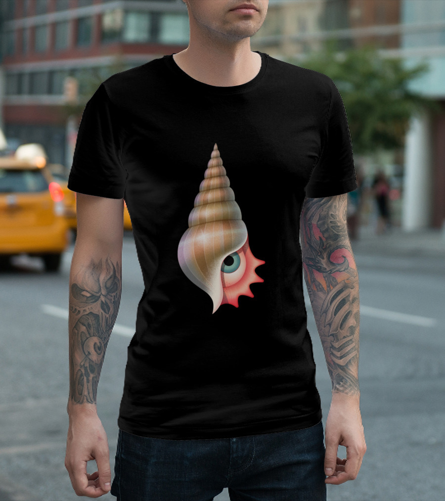 Tumpaci Eye Surreal Spiral Shell With Watchful Blue Eye T-Shirt