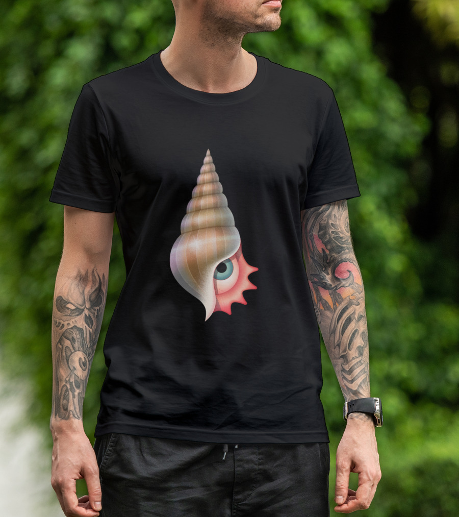 Tumpaci Eye Surreal Spiral Shell With Watchful Blue Eye T-Shirt