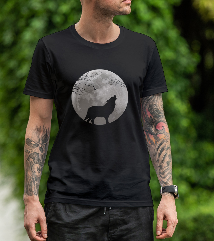 Wolf Howling At Full Moon Wildlife Wolf T-Shirt