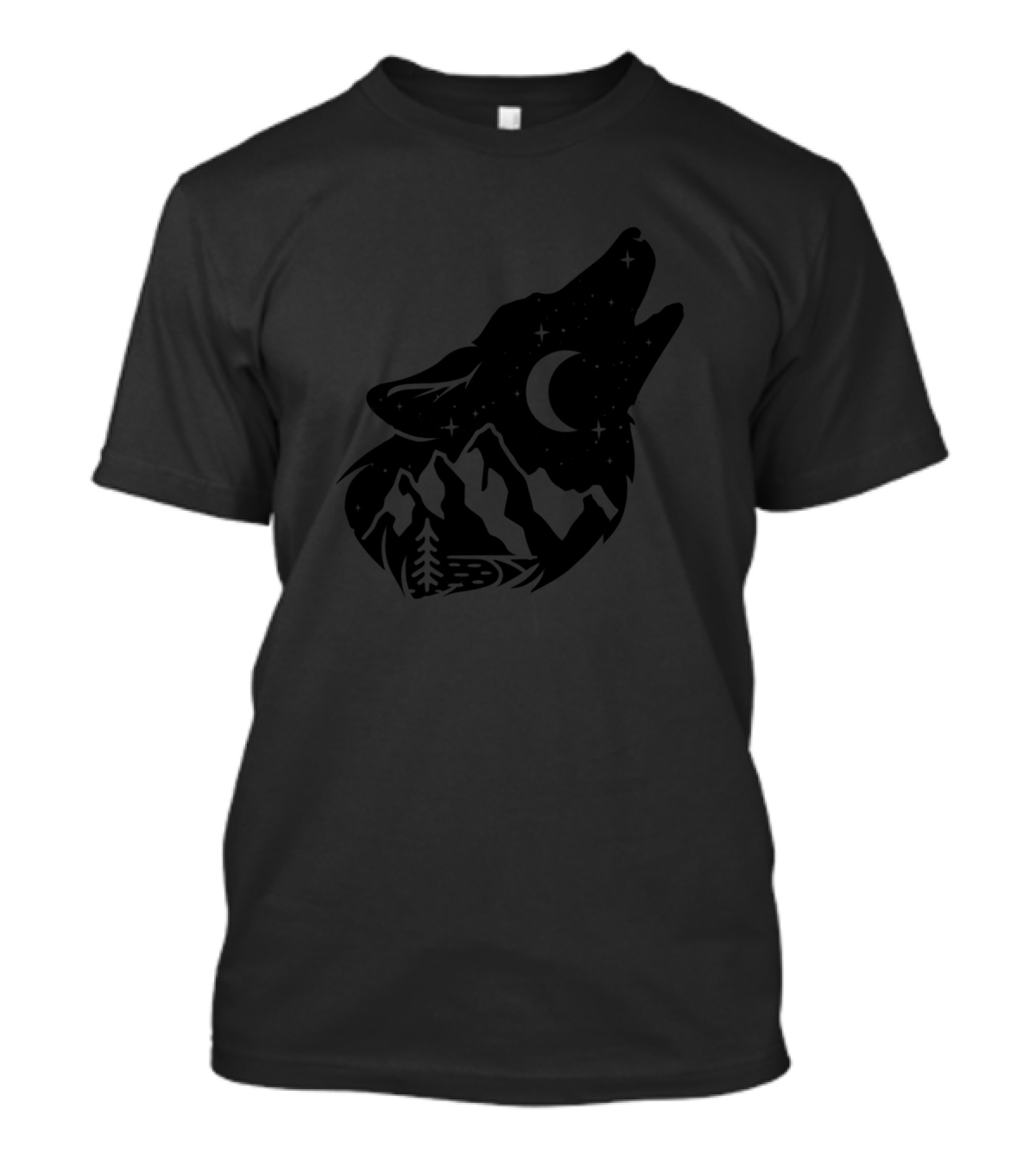 Wolf Howling Night Sky Wild Life Blue T-Shirt