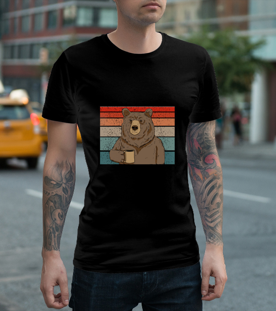 Bear Ich Hasse Morgenmenschen Kaffee Retro Vintage Look T-Shirt