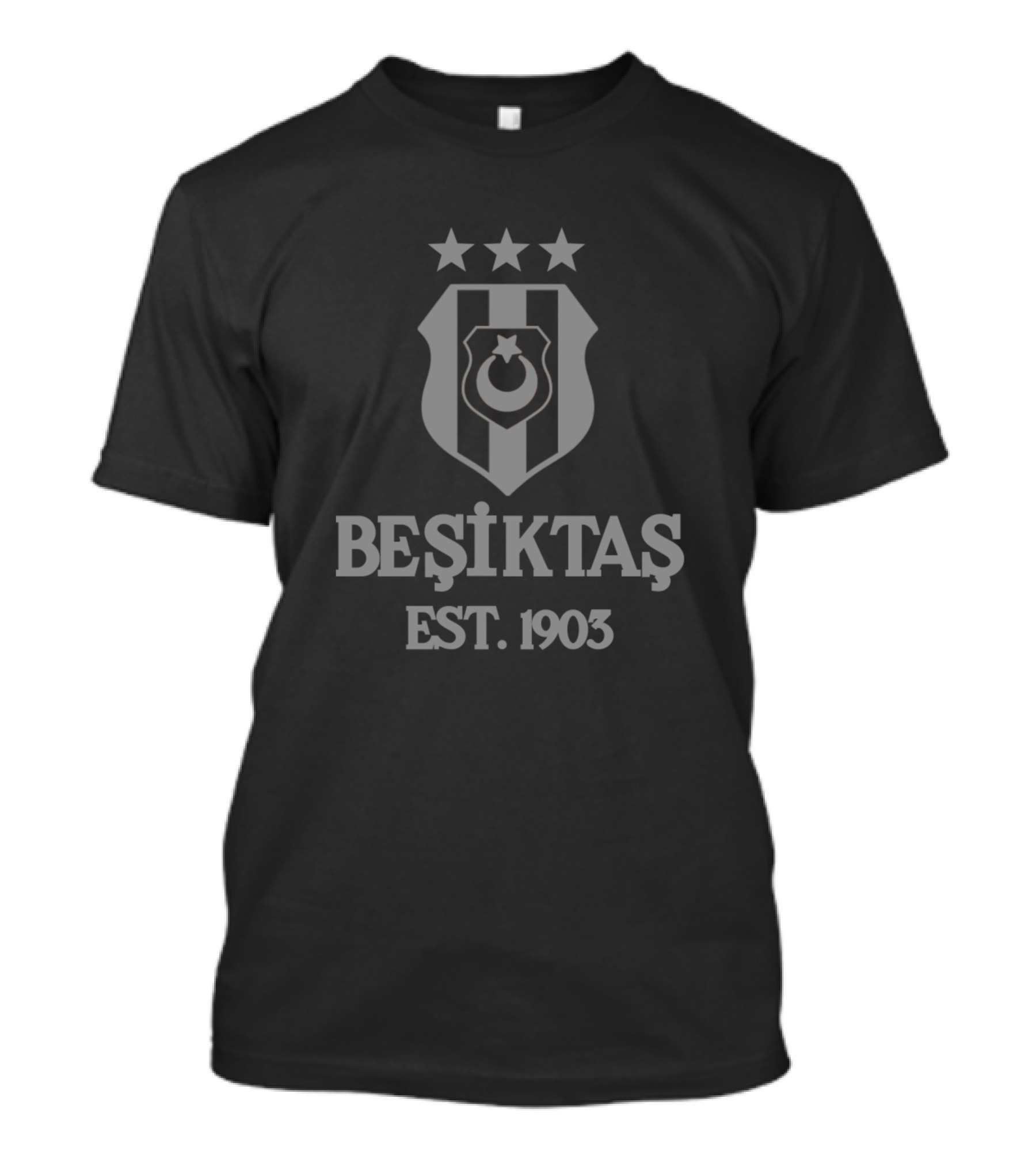 BEŞİKTAŞ EST. 1903 Logo Three Stars Grey T-Shirt