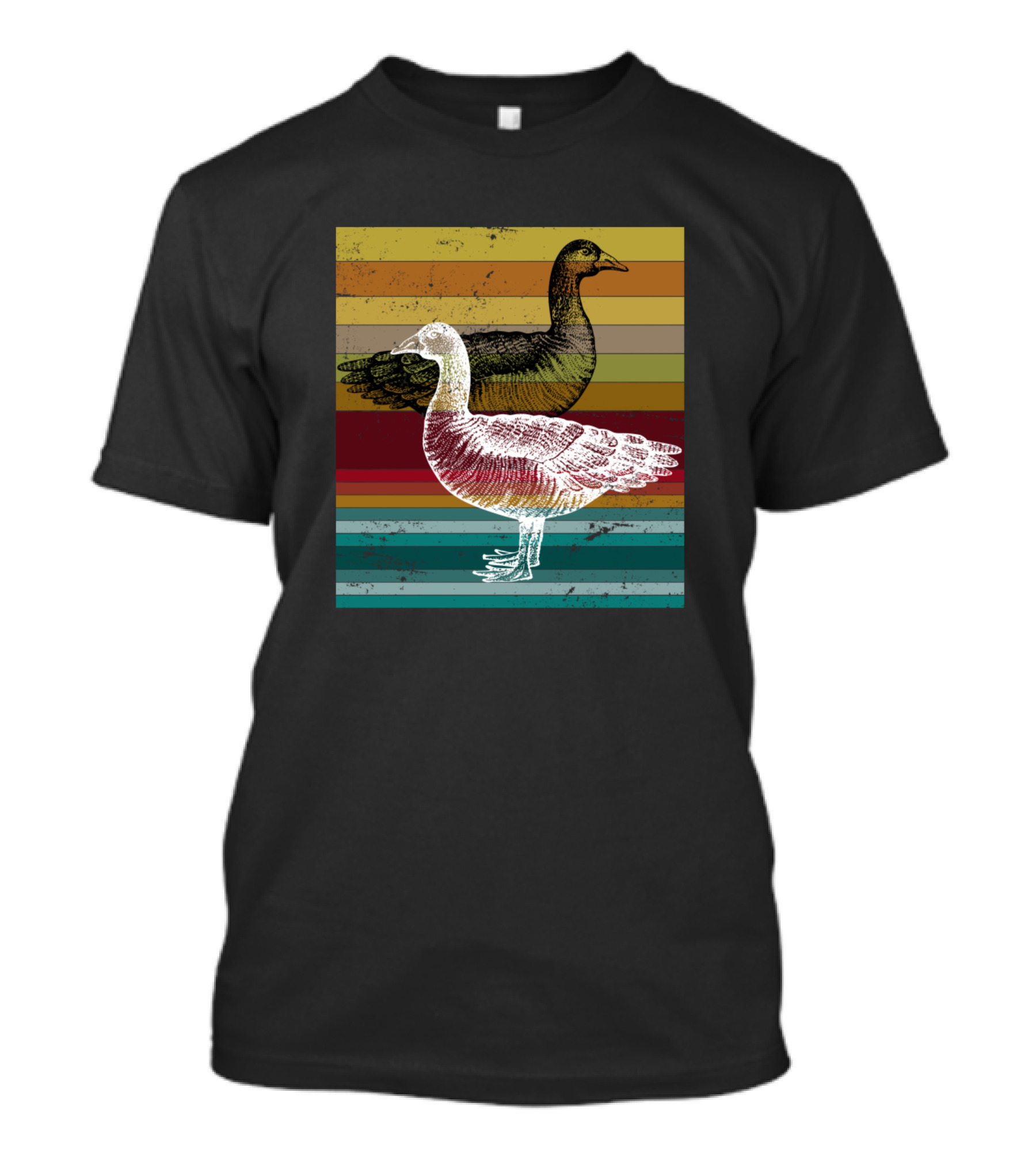 Colorful Goose Retro Stripes T-Shirt