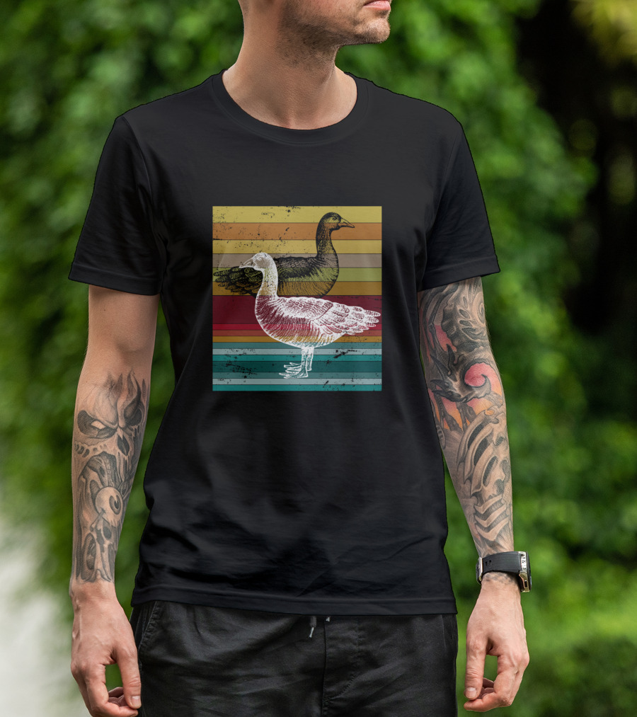 Colorful Goose Retro Stripes T-Shirt