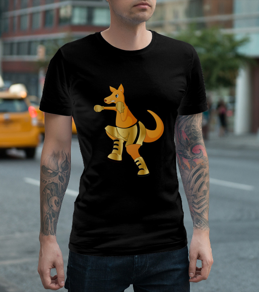 Boxing Kangaroos Golden Shine Fierce Punching Action T-Shirt