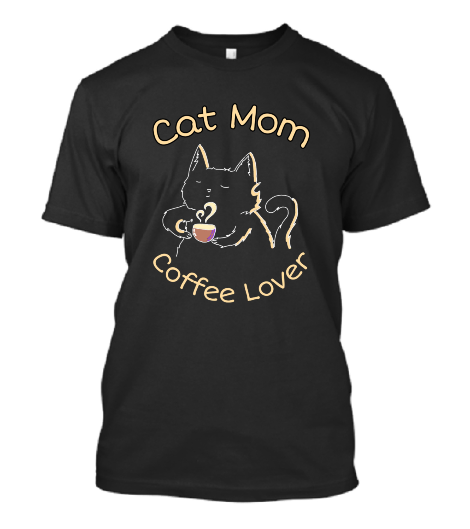 Cat Mom Coffee Lover Cat With Coffee Cup T-Shirt