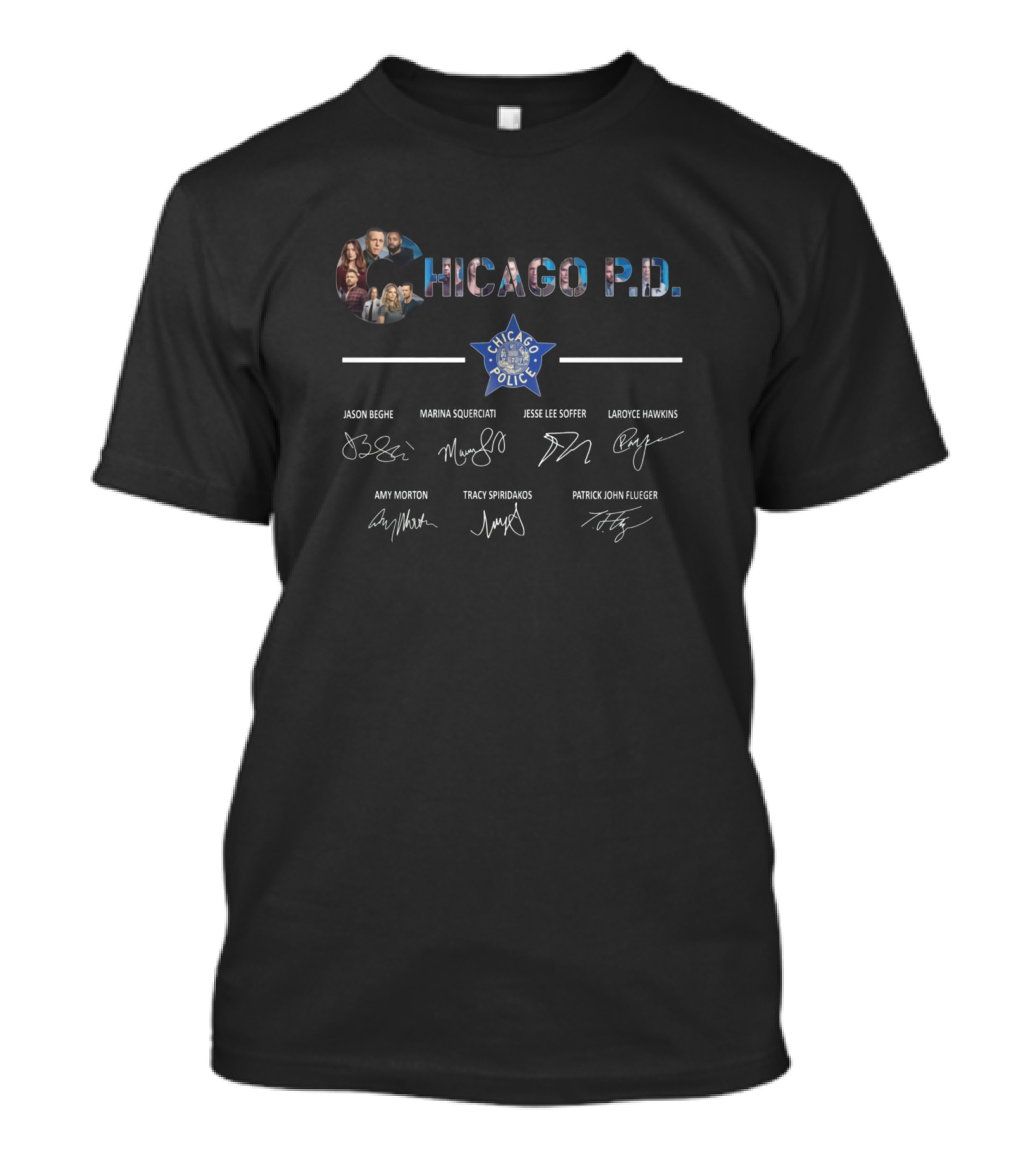 Chicago P.D. Cast Signatures Chicago Police Badge T-Shirt