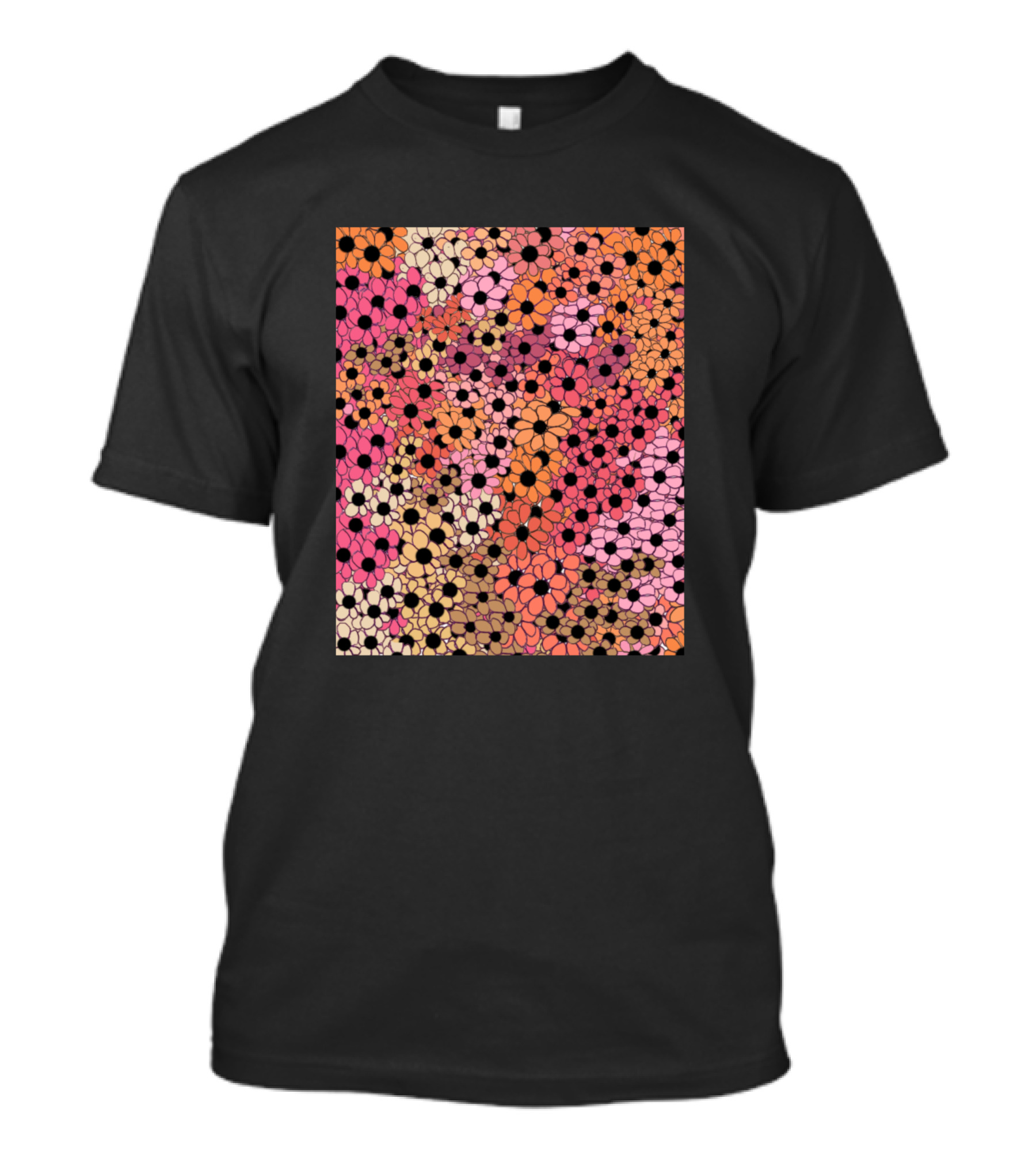 Cluster Of Flowers Floral Pattern Multicolor Blooms T-Shirt