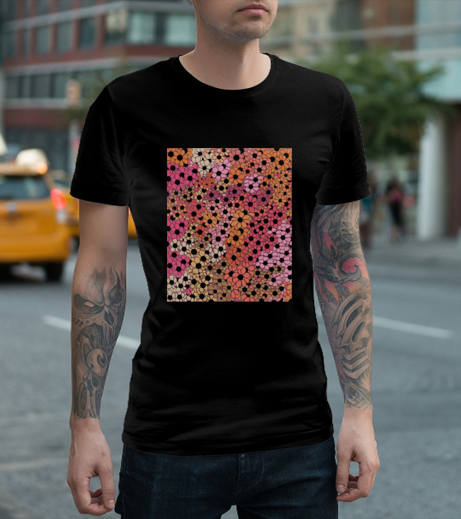 Cluster Of Flowers Floral Pattern Multicolor Blooms T-Shirt