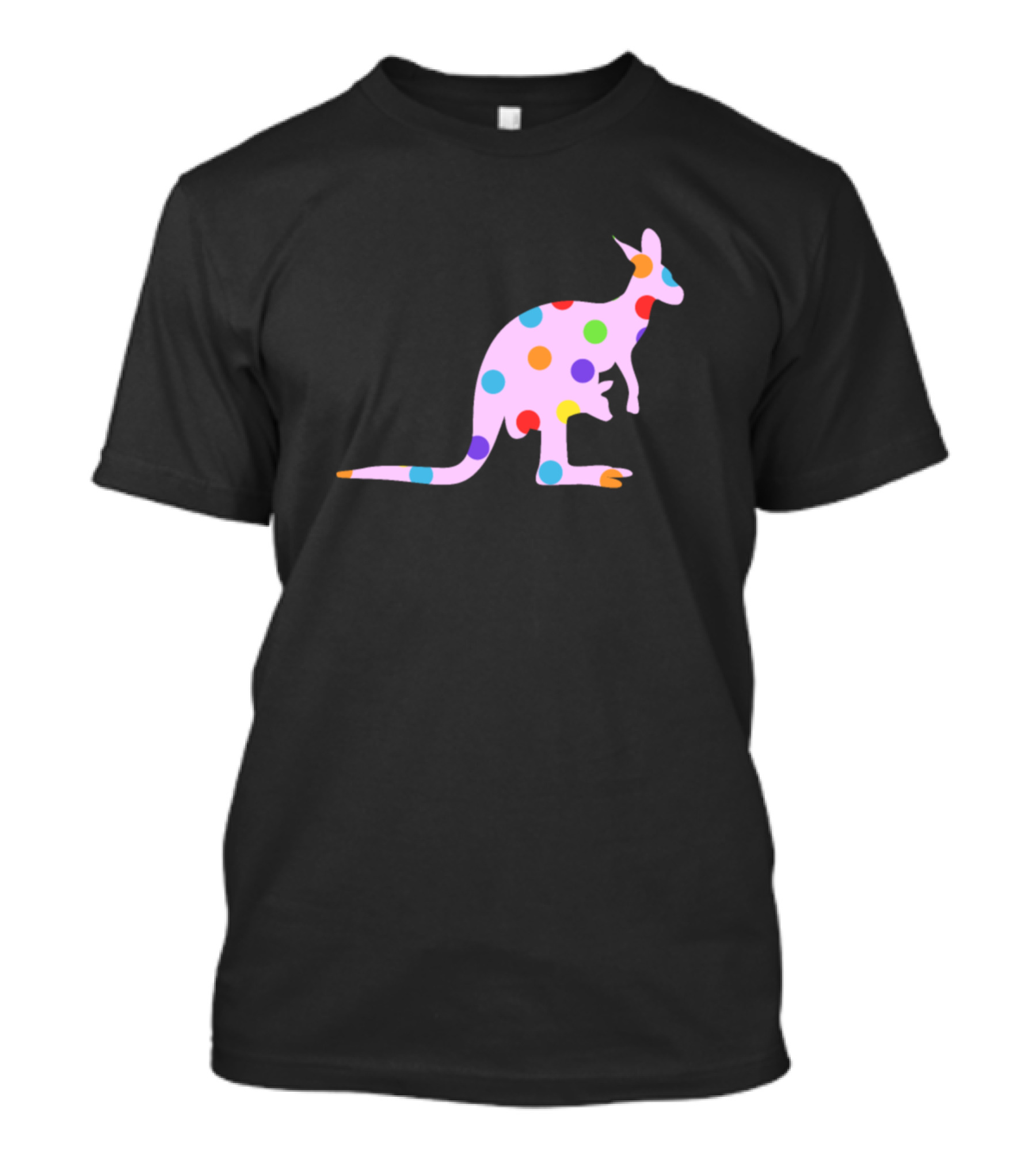 Colorful Kangaroo With Polka Dots In T-Shirt