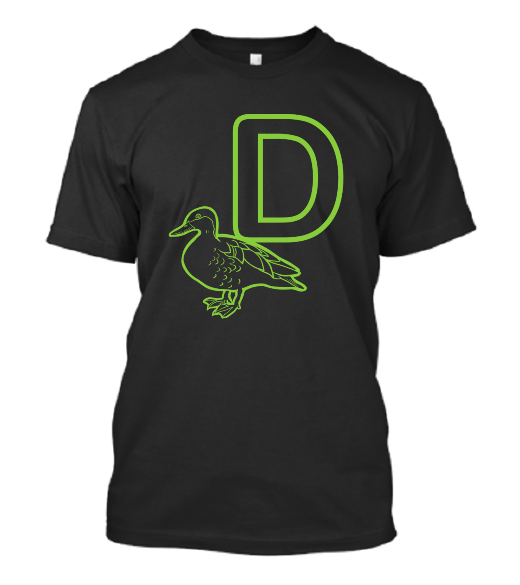 D Is For Duck Neon Green Letter D And Duck Outline T-Shirt