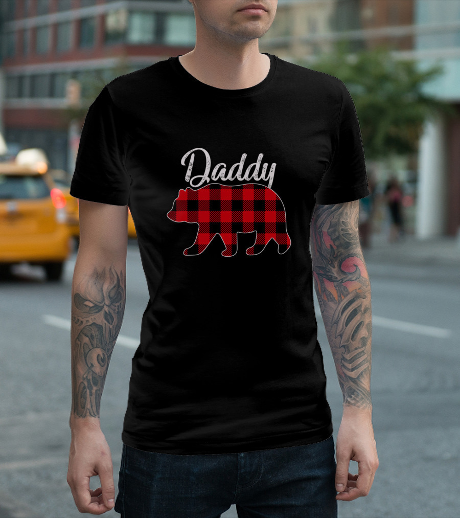 Daddy Red Plaid Bear T-Shirt