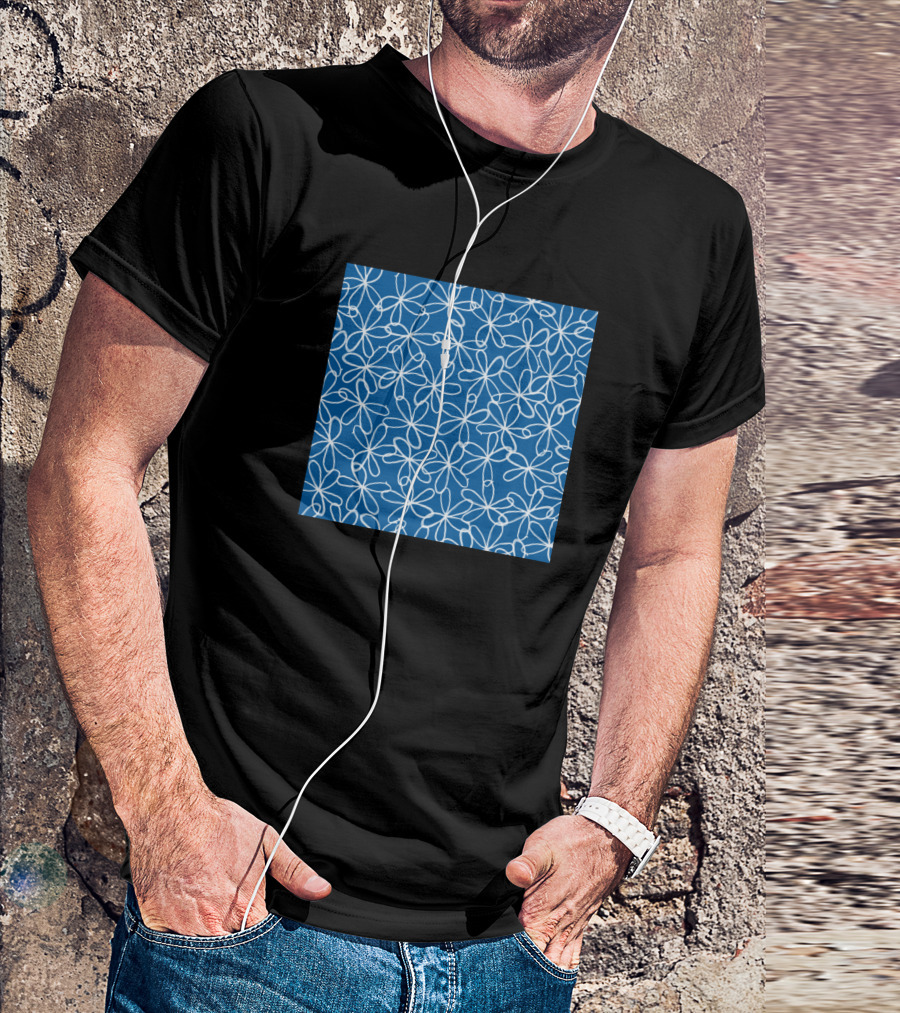 Doodle Daisies Blue Daisy Neck Gaiter Floral Pattern Gator T-Shirt