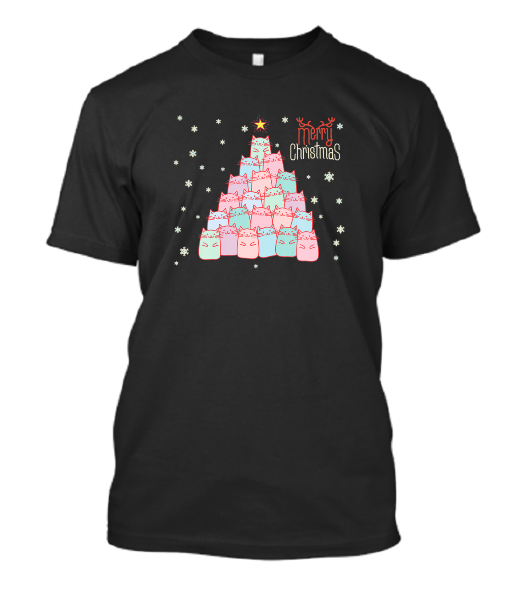 Merry Christmas Cute Cats Christmas Tree Holiday T-Shirt