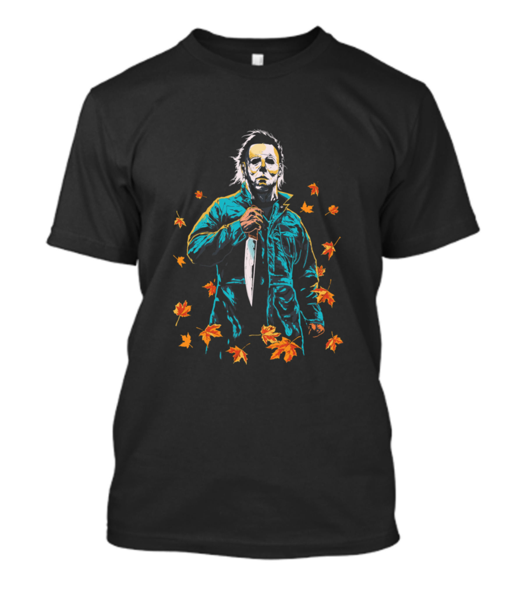 Halloween Michael Myers Knife Autumn Leaves T-Shirt