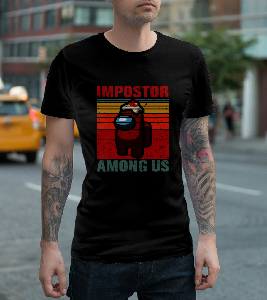Impostor Among Us Retro Pasta Hat Character T-Shirt