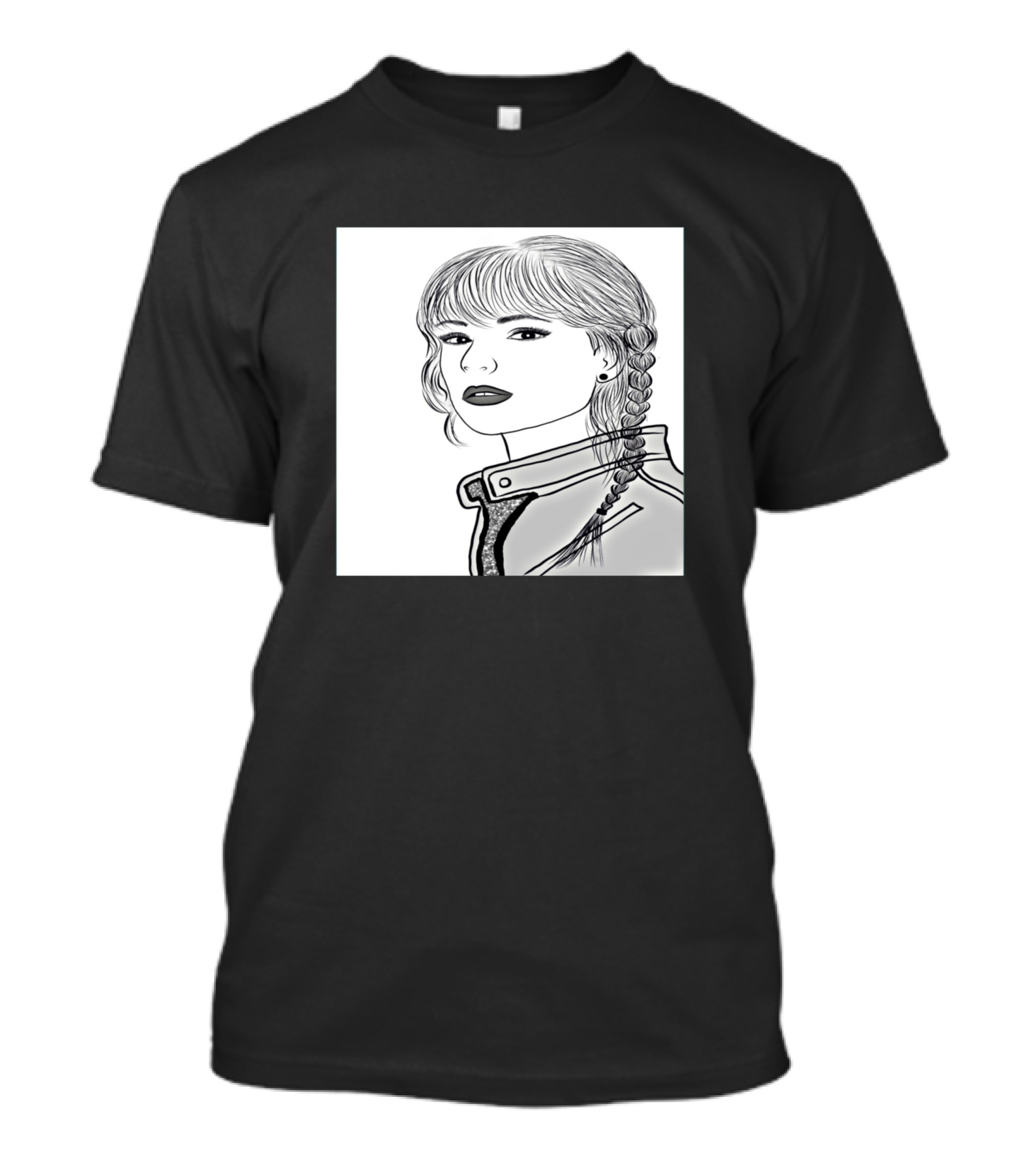 Le Dessin Est Un Art De Fantaisie Portrait Sketch Braided Hair Jacket T-Shirt