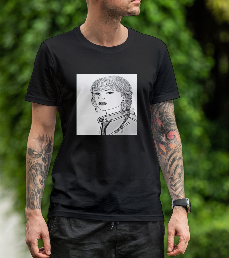Le Dessin Est Un Art De Fantaisie Portrait Sketch Braided Hair Jacket T-Shirt