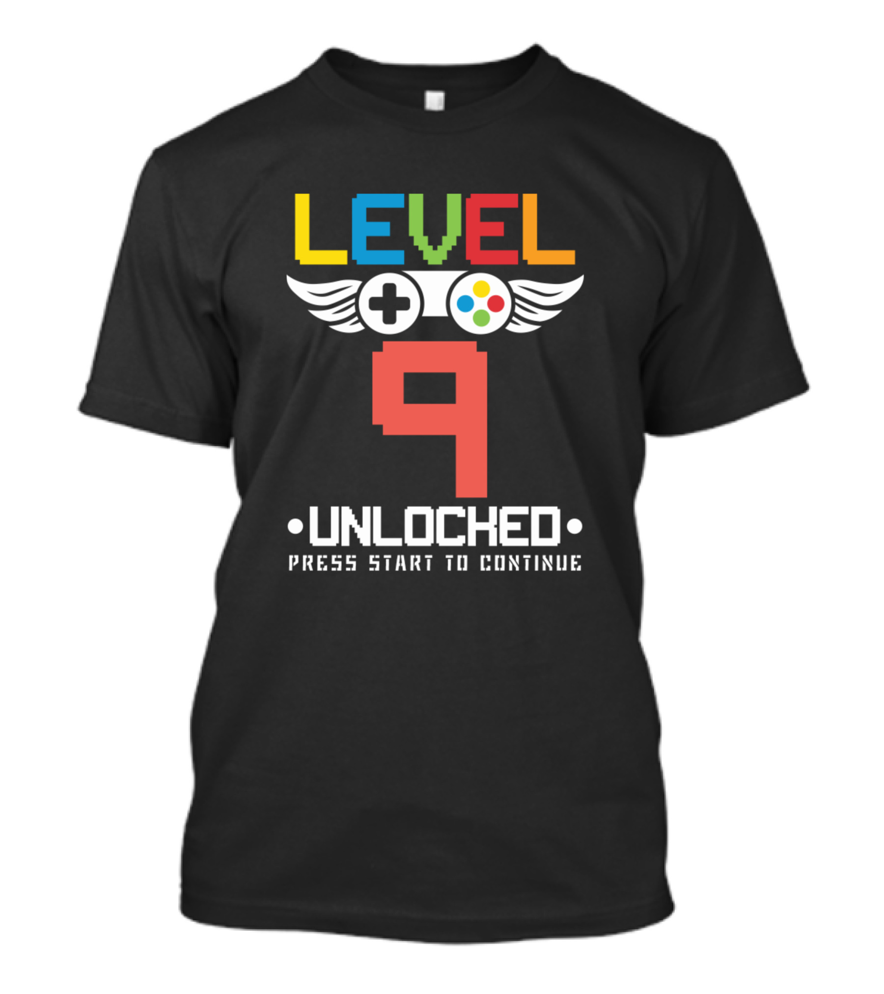 Level 9 Unlocked Funny Video Games Lover Birthday Press Start To Continue T-Shirt