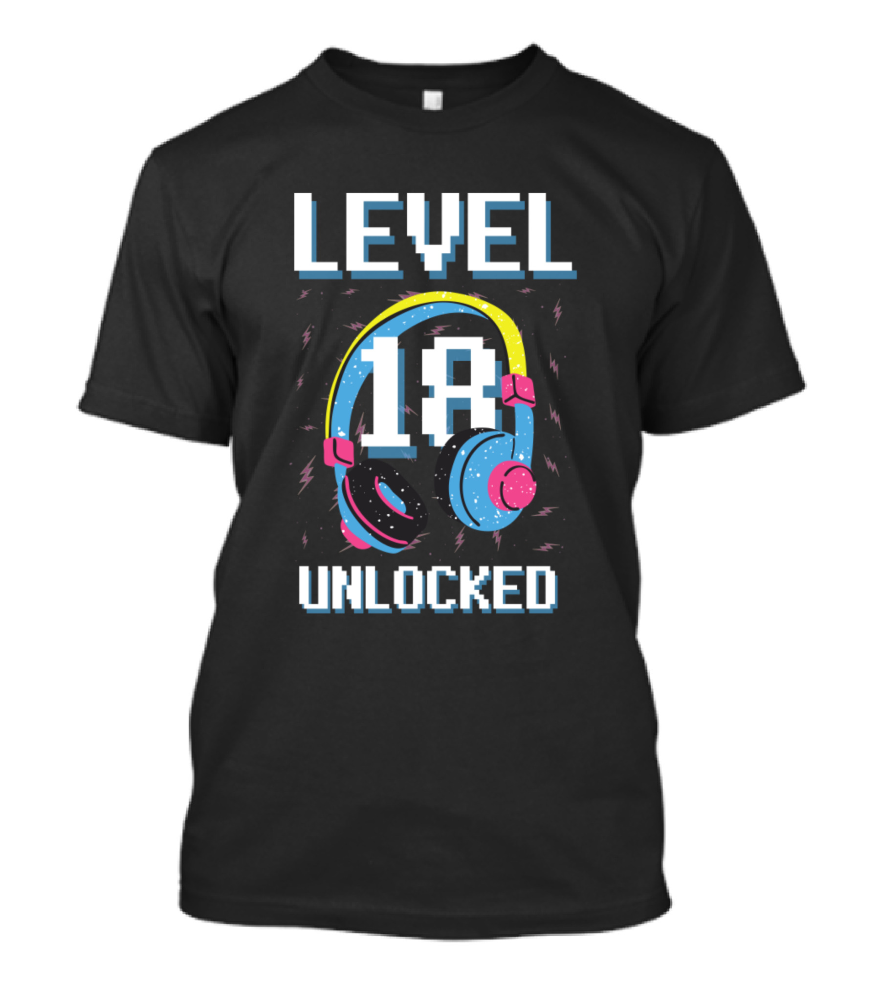 Level 18 Unlocked Headphones Gaming Birthday T-Shirt