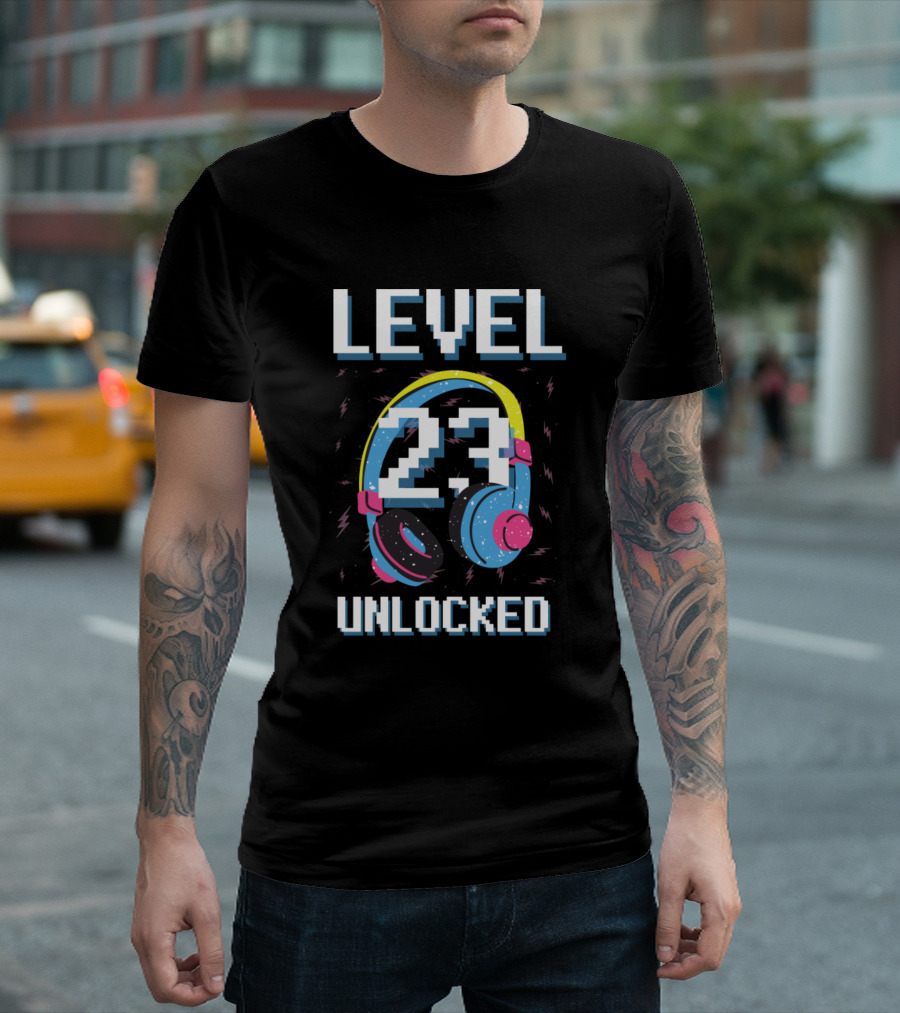 Level 23 Unlocked Gaming Headset Birthday T-Shirt