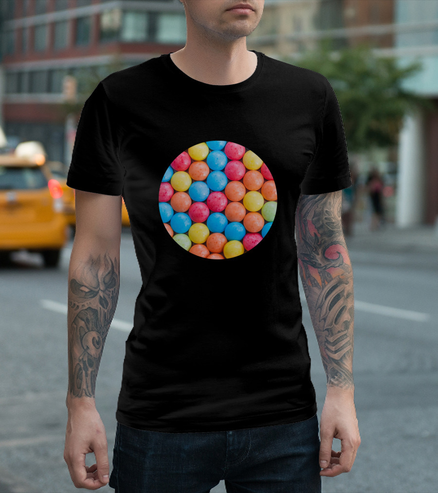 Multicolored Sweet and Sour Candy Sugar Tarts Bright Bubble T-Shirt