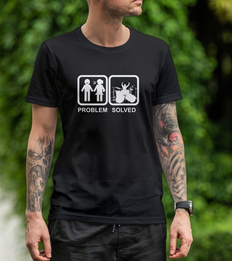 Problem Solved Drumming Drummer Drums Icon Solution T-Shirt