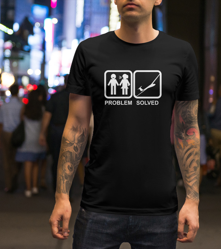 Problem Solved Gliding Glider Iconic Humor T-Shirt