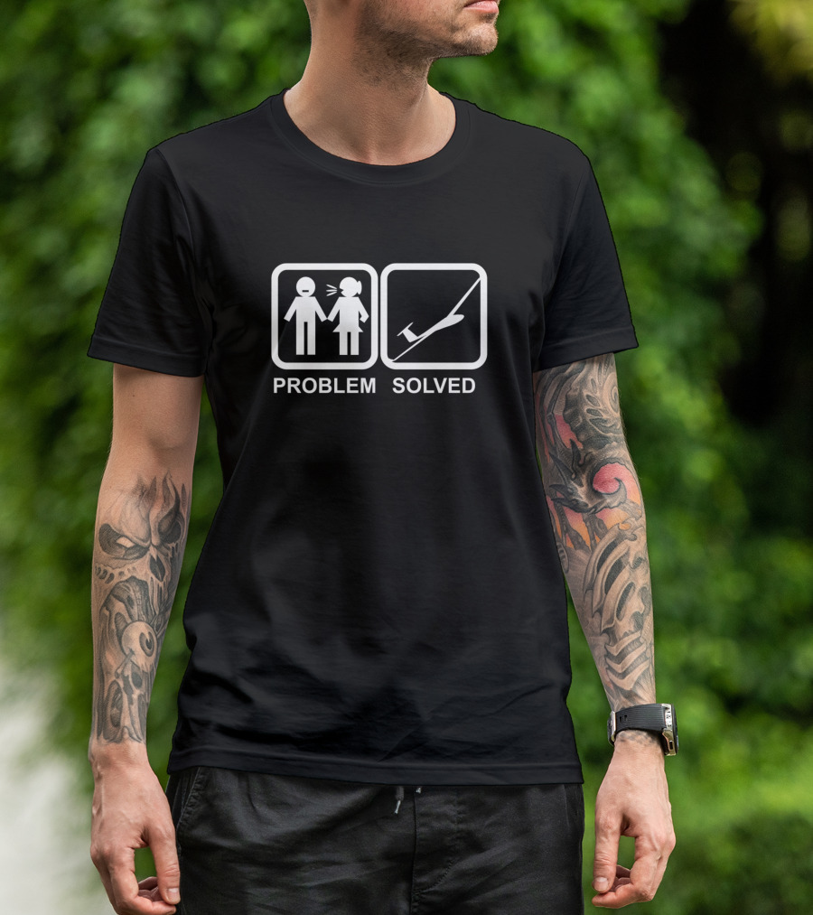 Problem Solved Gliding Glider Iconic Humor T-Shirt