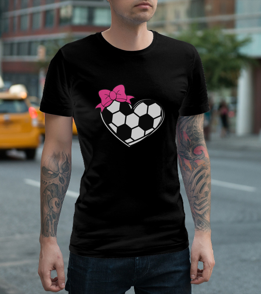 Soccer Heart with Pink Bow T-Shirt