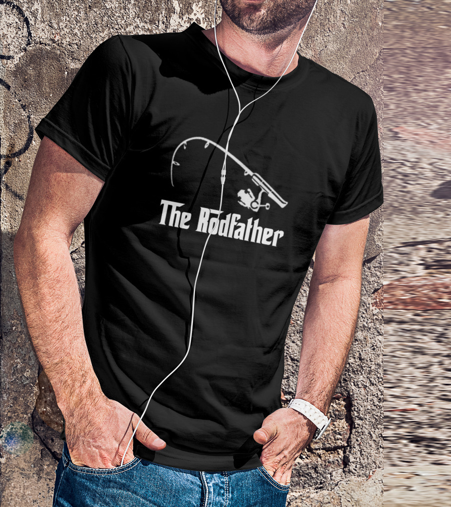 The Rodfather Fishing Rod Typography T-Shirt