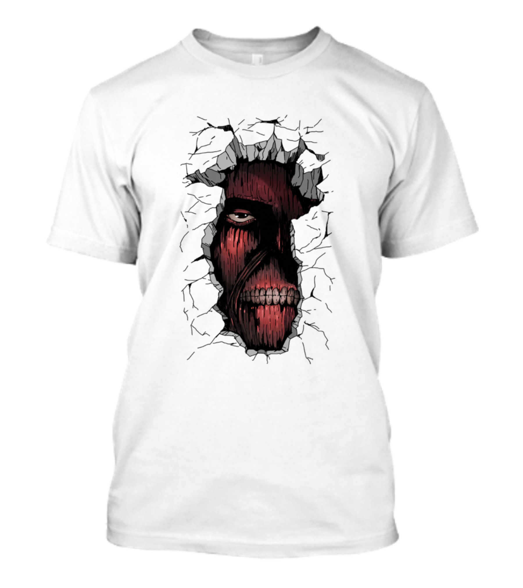 Colossal Titan Face Cracking Through Wall T-Shirt