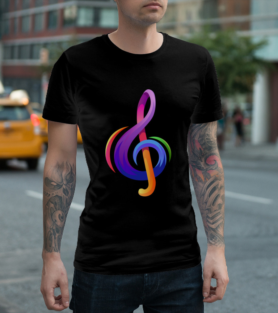 Treble Clef Bright Multicolored Music T-Shirt