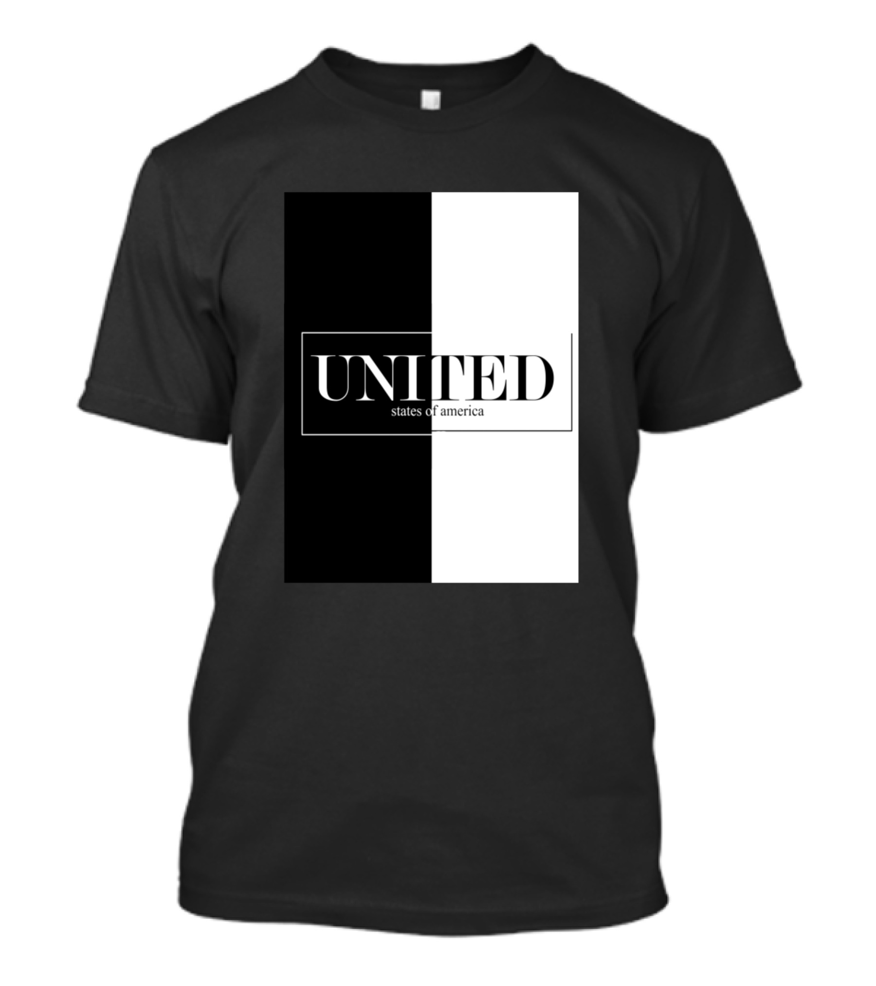 UNITED States Of America Black And White Contrast T-Shirt