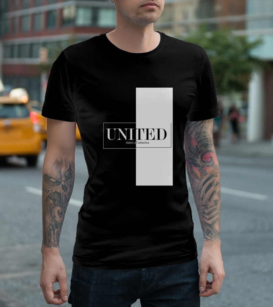 UNITED States Of America Black And White Contrast T-Shirt