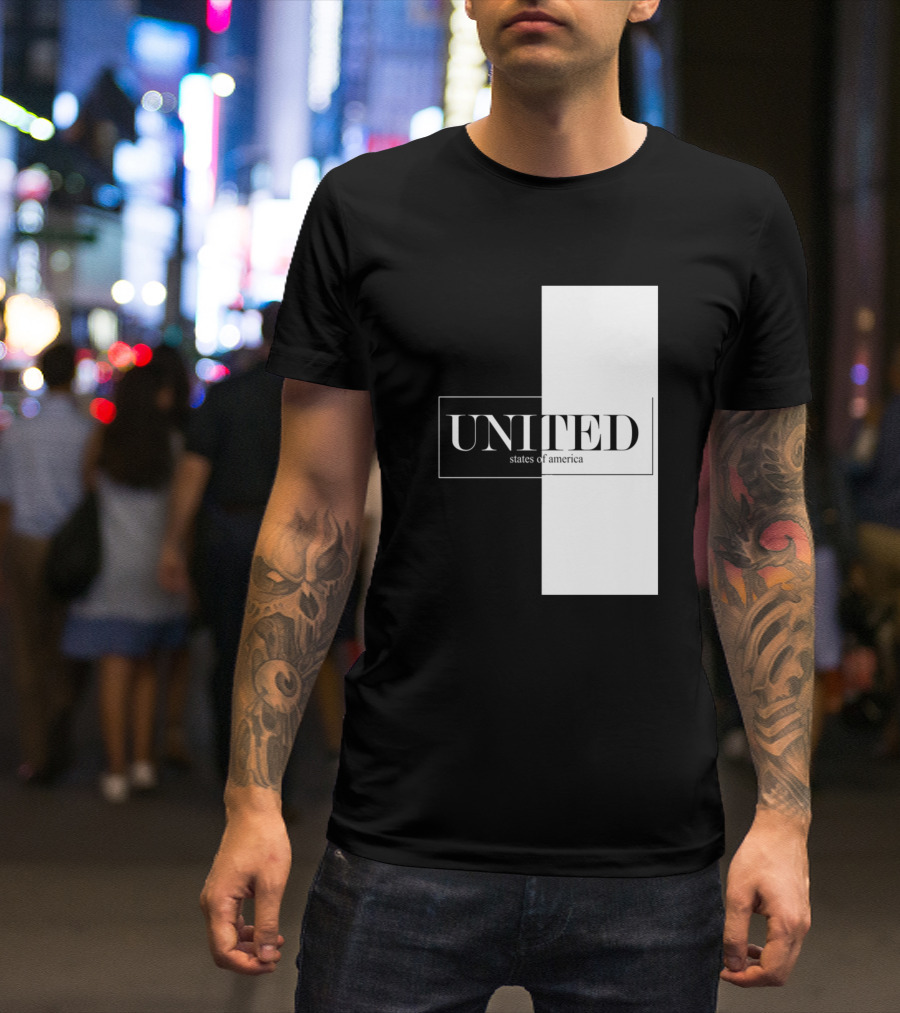 UNITED States Of America Black And White Contrast T-Shirt