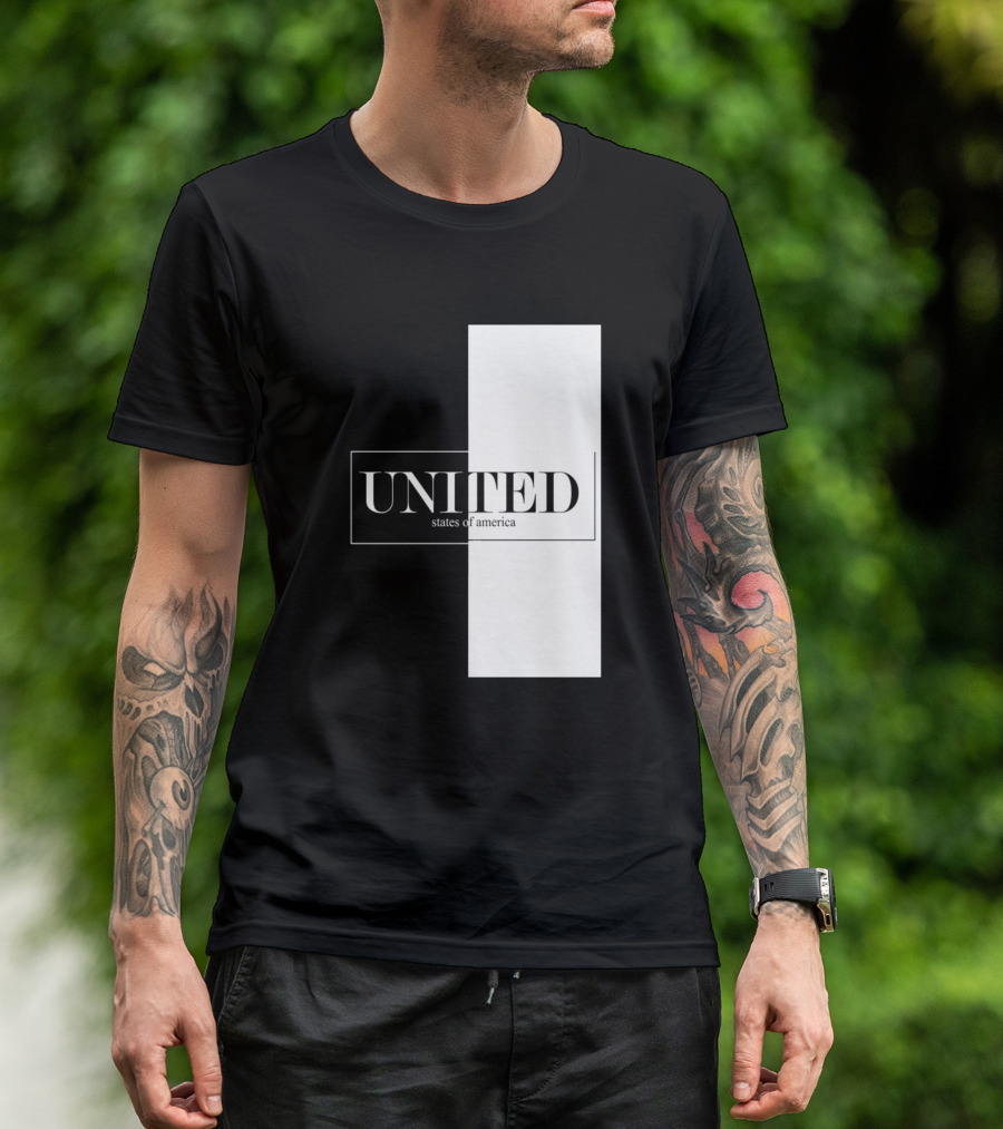 UNITED States Of America Black And White Contrast T-Shirt