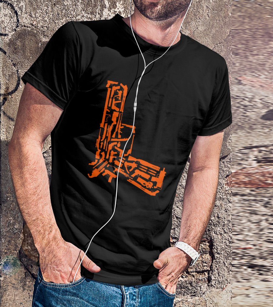 Various Weapons Forming Pistol Shape T-Shirt